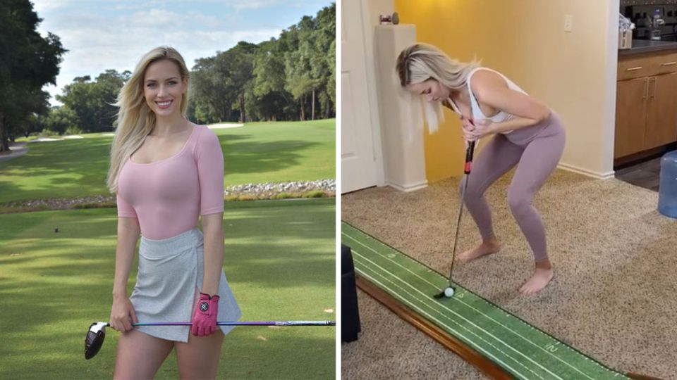 Golf-Profi locht den Ball mit ihren Brüsten ein Golf-Profi locht den Ball mit ihren Brüsten ein