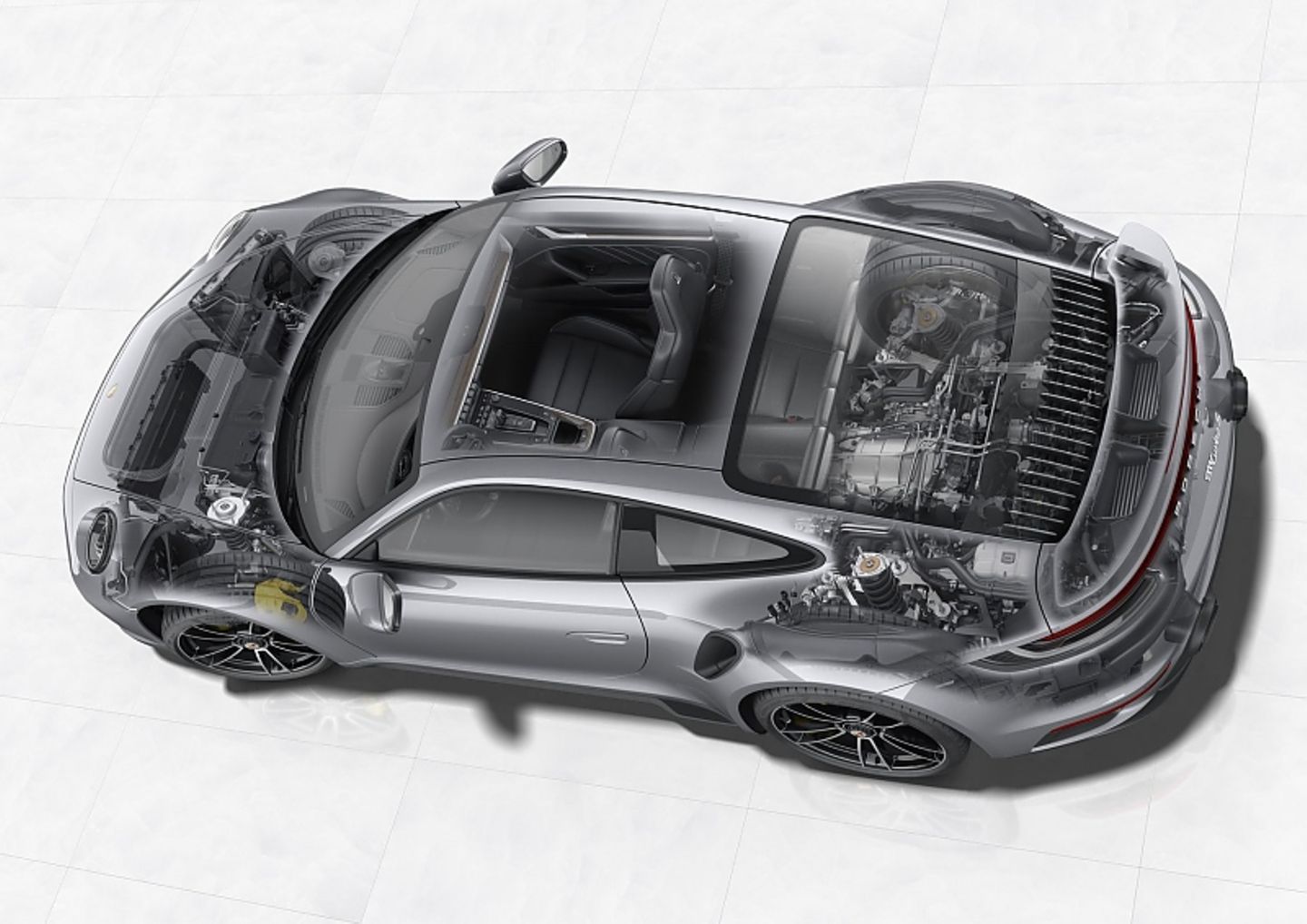 Der Röntgenblick zeigt den Aufbau des Porsche 911 Turbo S