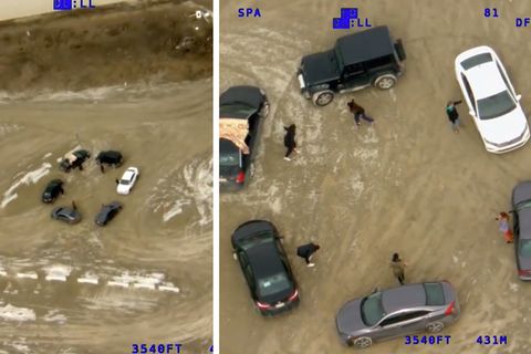Kanada: Mit dem Hubschrauber findet die Calgary Polizei eine Gruppe von Menschen, die mit Abstand von einander tanzen.