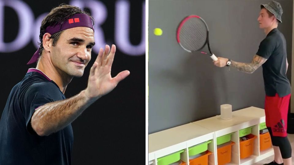 Roger Federer fordert 35 Weltstars zur #TennisAtHomeChallenge heraus Roger Federer fordert 35 Weltstars zur #TennisAtHomeChallenge heraus