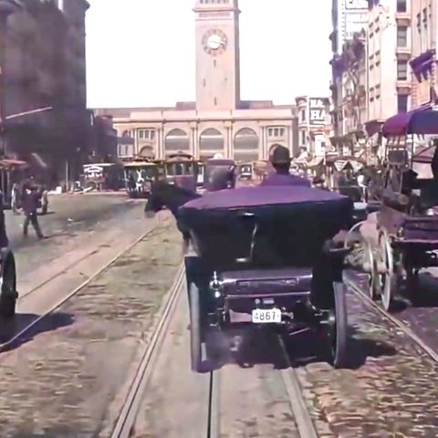Nachkolorierte Straßenszenen: Historische Aufnahmen zeigen San Francisco vor dem Großen Brand im Jahr 1906