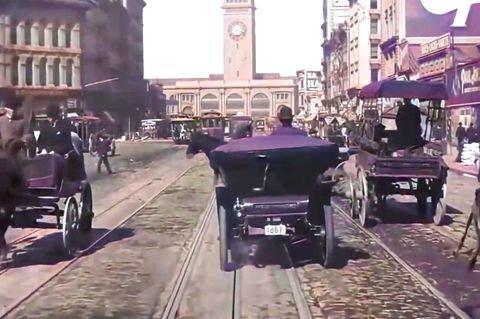 Nachkolorierte Straßenszenen: Historische Aufnahmen zeigen San Francisco vor dem Großen Brand im Jahr 1906