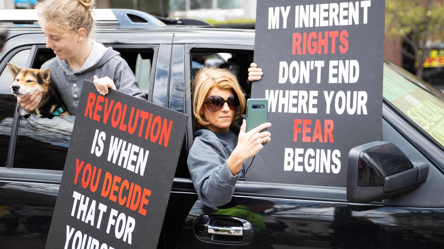 Demo im Auto in Ohio gegen die "Stay Home Order"