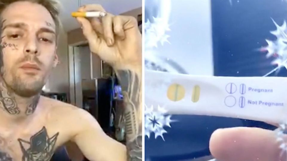 Mit einer Zigarette im Mund verkündet Aaron Carter, dass er Vater wird