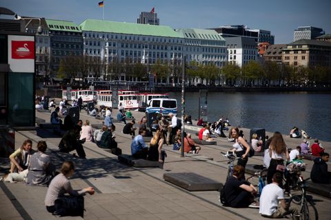 Hamburger Binnenalster während der Coronavirus-Pandemie