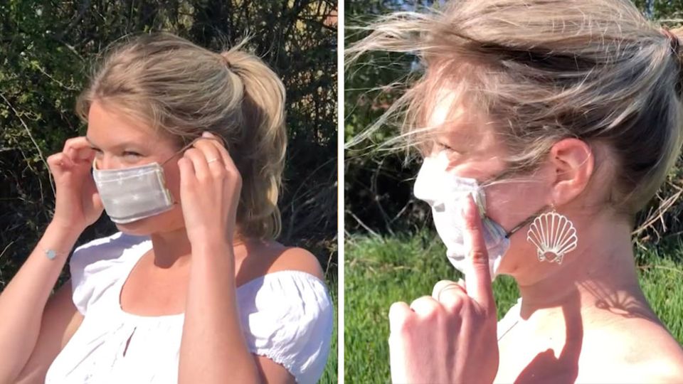 Die RTL-Reporterin zeigt, wie man seine Maske richtig trägt Die RTL-Reporterin zeigt, wie man seine Maske richtig trägt