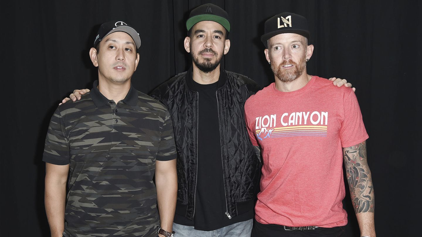 Joe Hahn, Mike Shinoda und Dave Farrel von Linkin Park