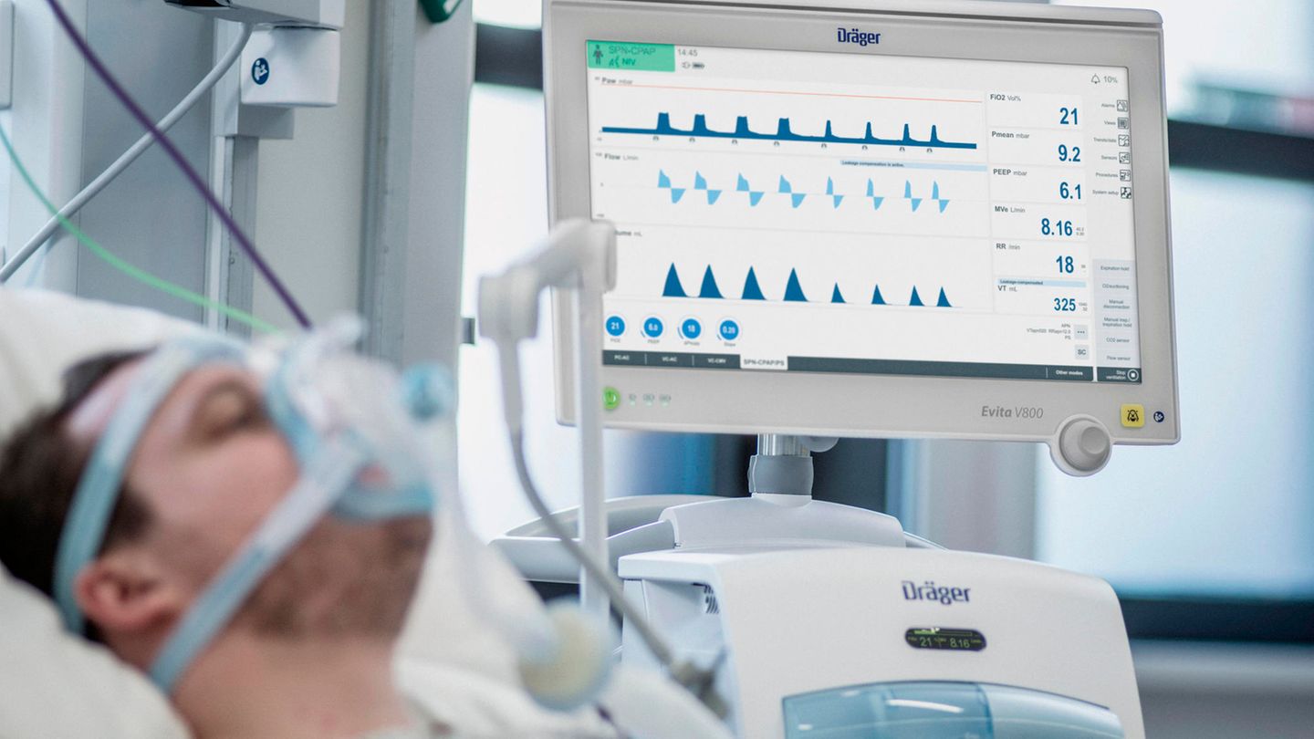 Patient am Beatmungsgerät