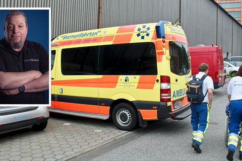 Frank Wenzlow, Vorsitzender des Vereins Ambulance Service Nord (kl. Bild) und eine Sternenfahrt (gr. Bild)