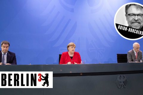 Bundeskanzlerin Angela Merkel informiert gemeinsam mit Markus Söder und Peter Tschentscher über Coronavirus-Maßnahmen