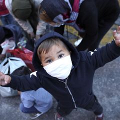 Ein Kind aus dem Flüchtlingscamp Moria auf der griechischen Insel Lesbos