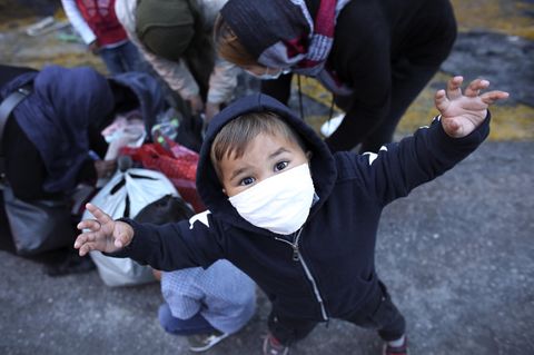 Ein Kind aus dem Flüchtlingscamp Moria auf der griechischen Insel Lesbos