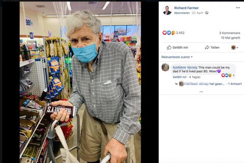 Alte Tradition: 93-Jähriger trampt zum Supermarkt, um Schokolade für seine Frau zu kaufen