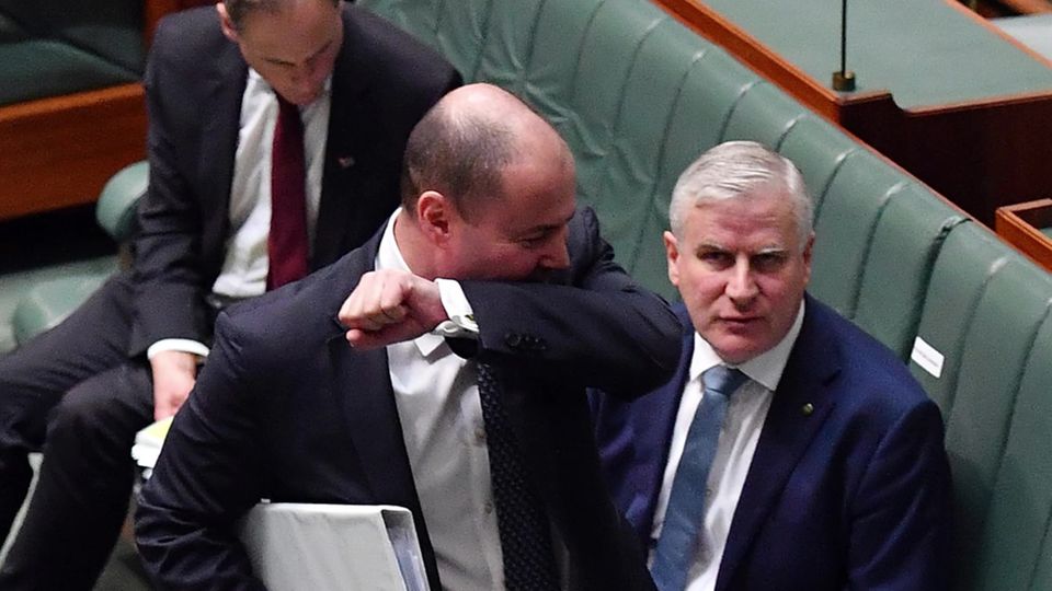 Der australische Politiker Josh Frydenberg während seiner Rede im Parlament Der australische Politiker Josh Frydenberg während seiner Rede im Parlament