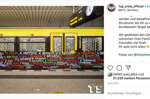 Berlin: "Ihr seid nicht vergessen!": Sprayer erinnern mit U-Bahn-Graffito an die Opfer rechten Terrors