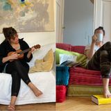 Menschen auf ihren Sofas