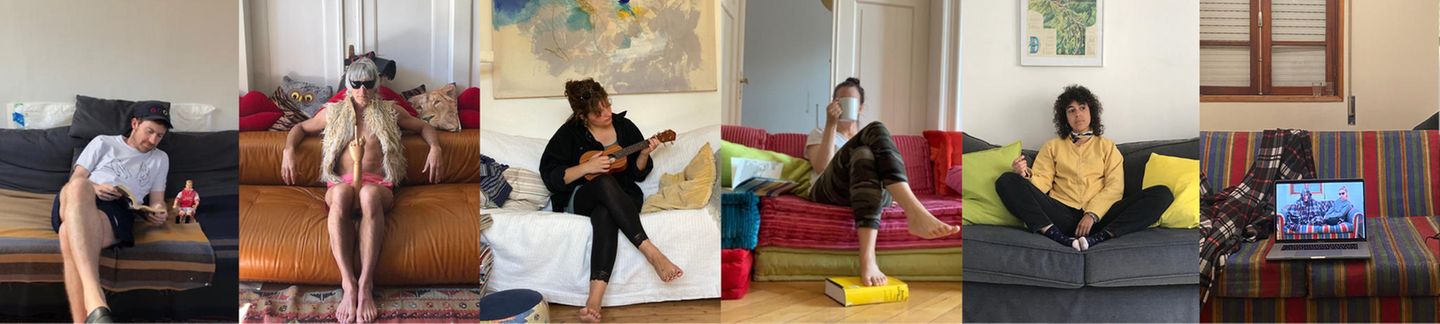 Menschen auf ihren Sofas