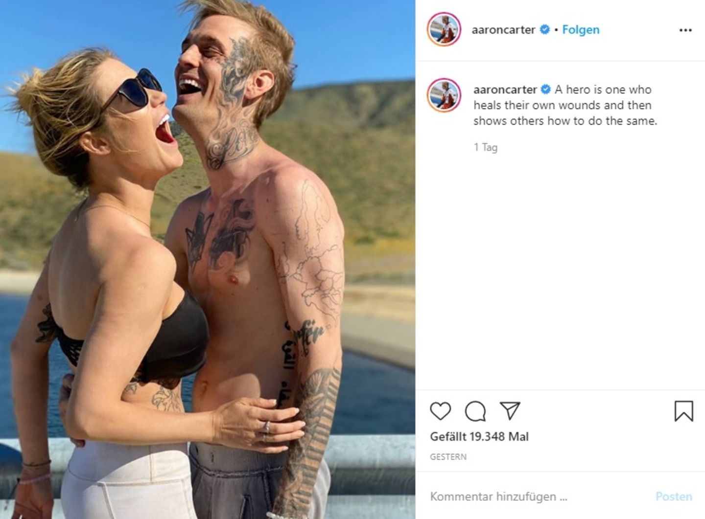 Aaron Carter zeigt sich mit neuer Frau auf Instagram