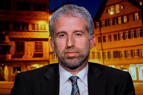 Boris Palmer im Video-Bild bei Maybrit Illner