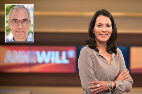 Anne Will und Kommentator Frank Schmiechen im kleinen Bild oben links
