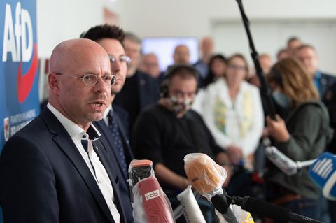 Andreas Kalbitz während einer Pressekonferenz der AfD Brandenburg