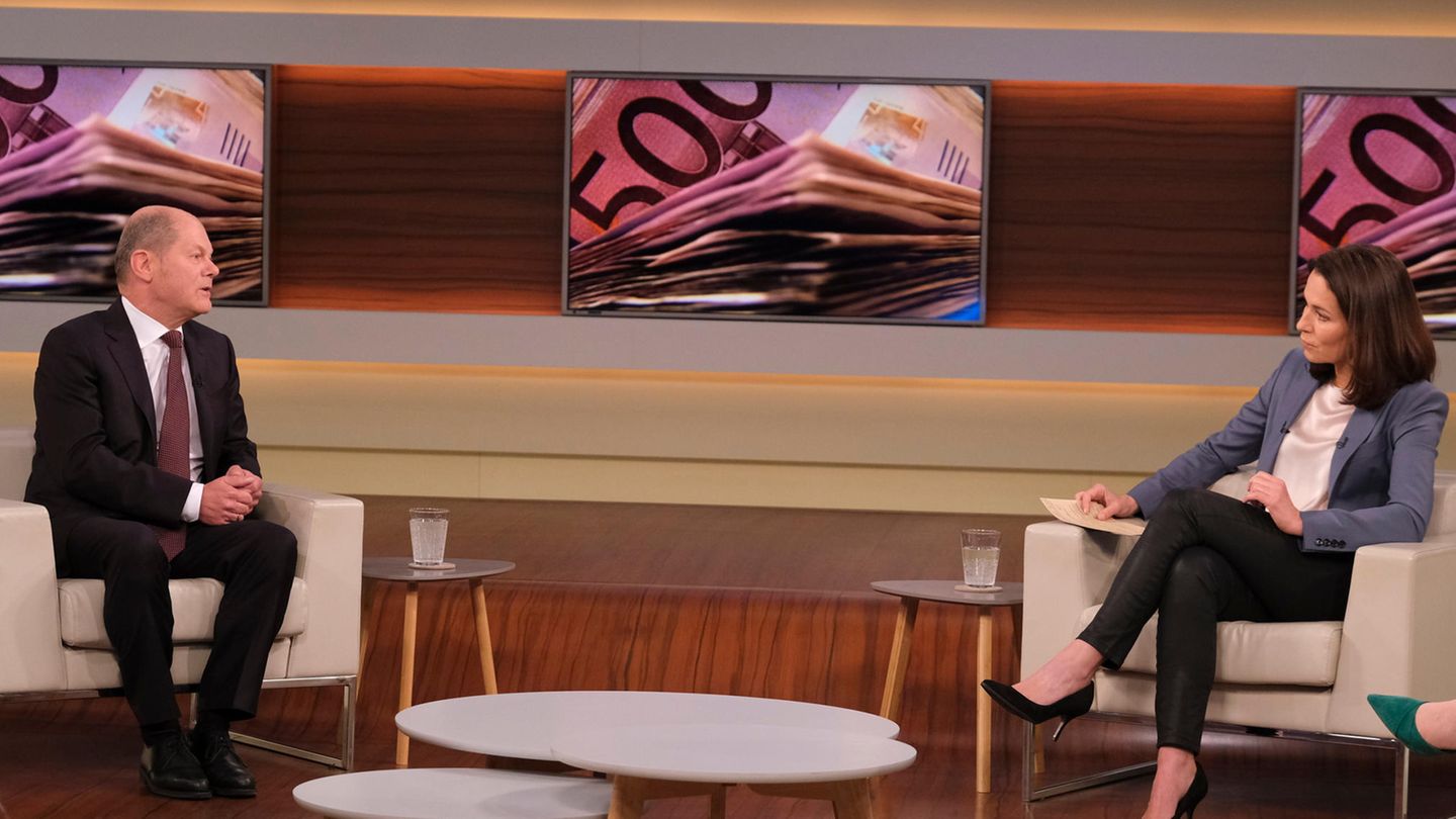 Finanzminister Olaf Scholz und Anne Will in der Talksendung