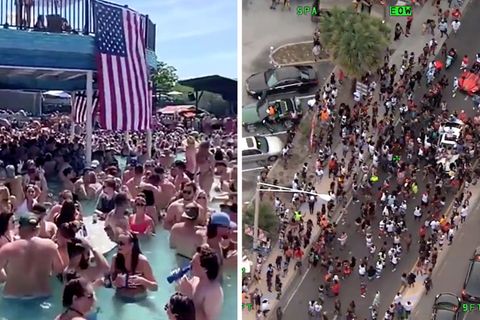 Feiern ohne Abstand: Am "Memorial Day" versammeln sich Dutzende Amerikaner im Pool und am Strand.