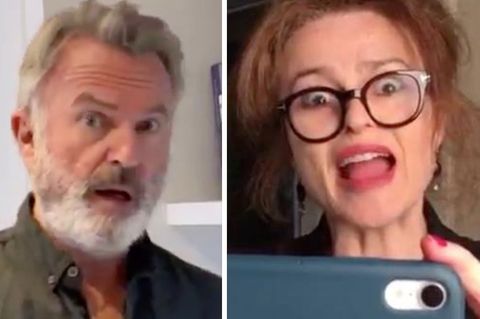 Sam Neill hat ein witziges Homevideo zusammen mit Helena Bonham Carter gedreht.