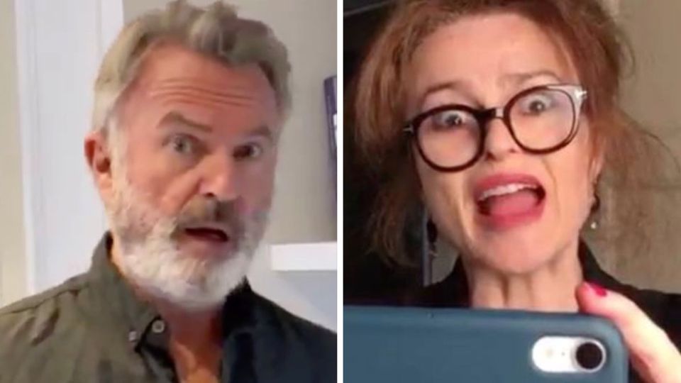 Sam Neill hat ein witziges Homevideo zusammen mit Helena Bonham Carter gedreht.