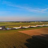 Auf diesem Bild sind allein neun der insgesamt zwölf Airbus A380 von British Airways zu sehen