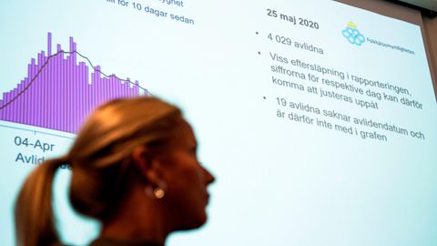 Anzeige zeigt die Corona-Todeszahl von 4029 in Schweden