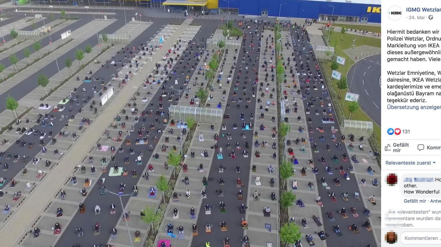 Wetzlar: Hunderte Muslime versammeln sich zum Beten auf Ikea 