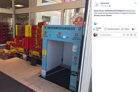 Die Waschanlage für den Einkaufswagen in einem Rewe-Markt