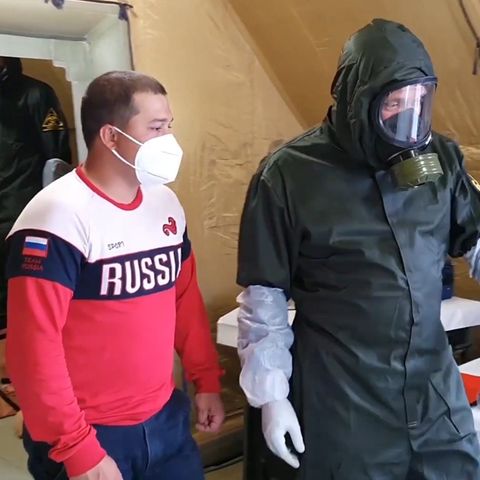 Ein Feldhospital der russischen Armee in Dagestan