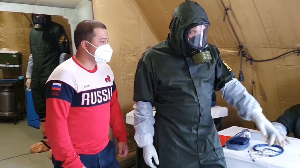 Ein Feldhospital der russischen Armee in Dagestan