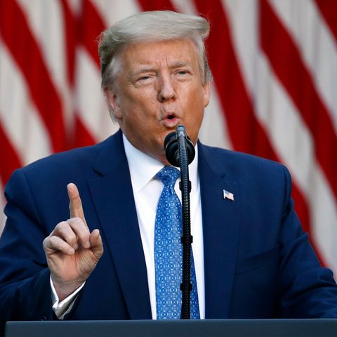 Donald Trump, Präsident der USA, spricht im Rosengarten des Weißen Hauses