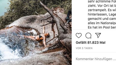 Die Influencerin im Bikini am Königssee in Bayern