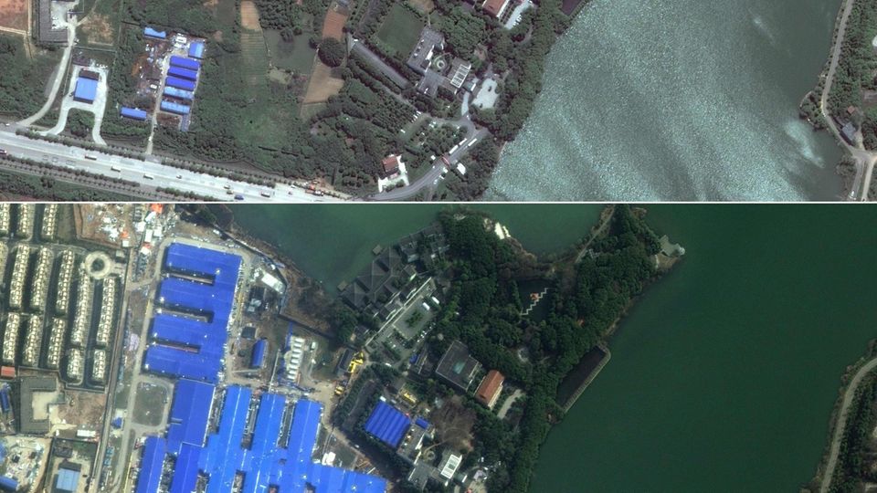 Coronavirus Wuhan: Das "Wuhan Huoshenshan Hospital" - Satellitenbild