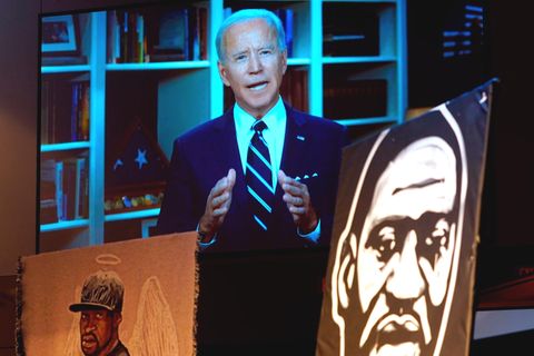 Joe Biden bei seiner Videobotschaft zur Beisetzung von Geroge Floyd
