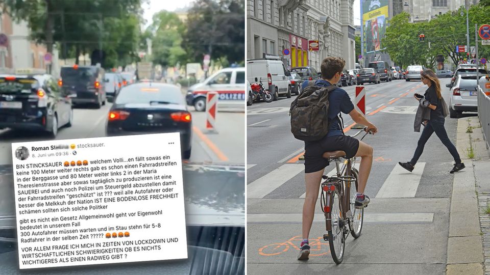 Wien: Autofahrer platzt wegen Pop-up-Radweg der Kragen Wien: Autofahrer platzt wegen Pop-up-Radweg der Kragen