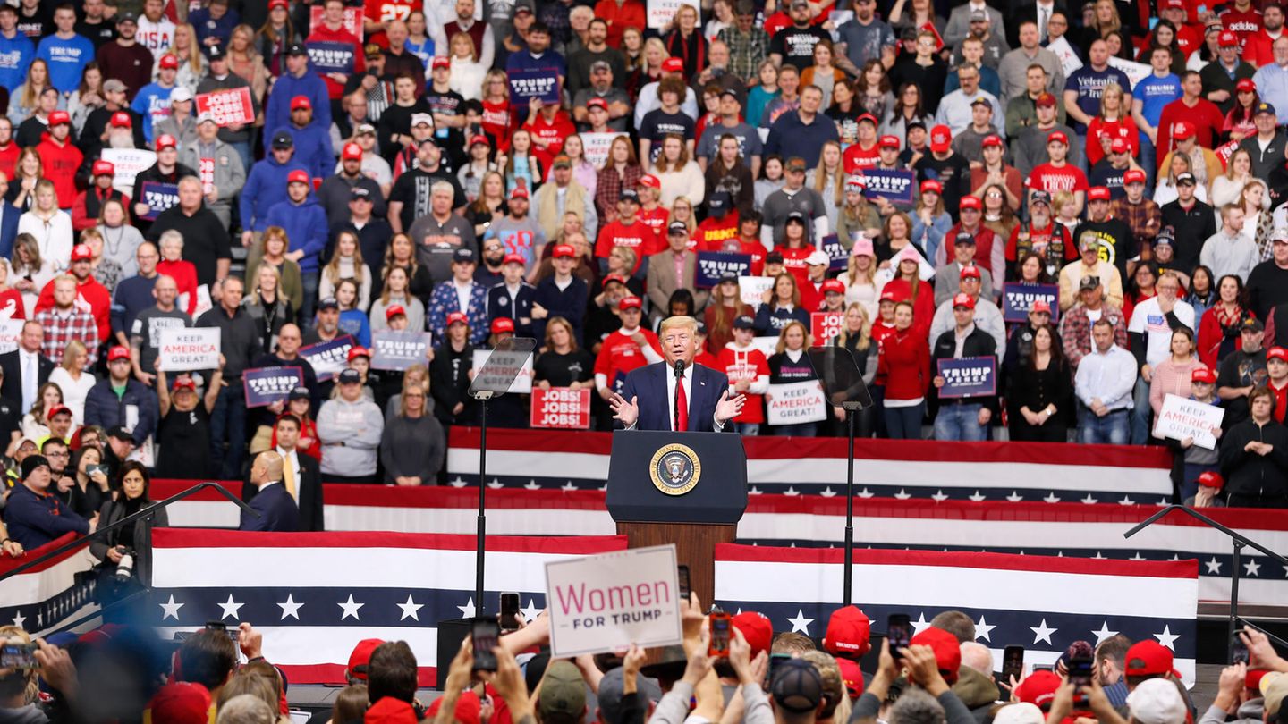Donald Trump Ende Januar bei einer Wahlkampfveranstaltung in Des Moines im US-Bundesstaat Iowa