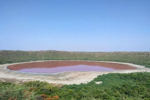 Indien: Plötzlich bunt: Ein See ändert seine Farbe von Grün in Pink