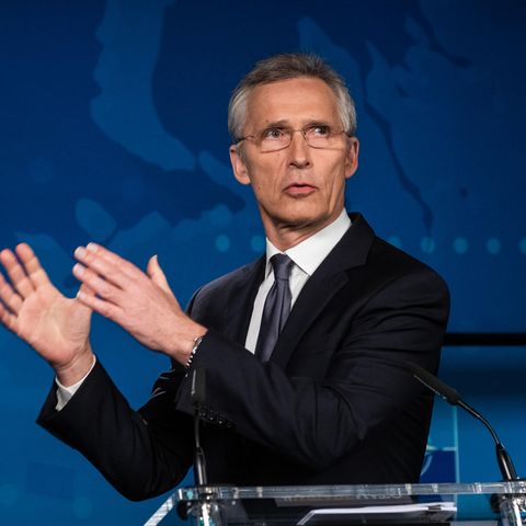 Jens Stoltenberg, Generalsekretär der Nato, spricht bei einer Pressekonferenz