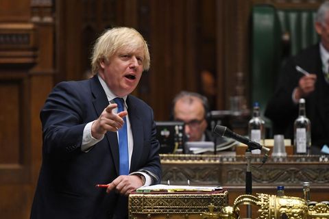 Premierminister Boris Johnson währen einer Rede im Parlament