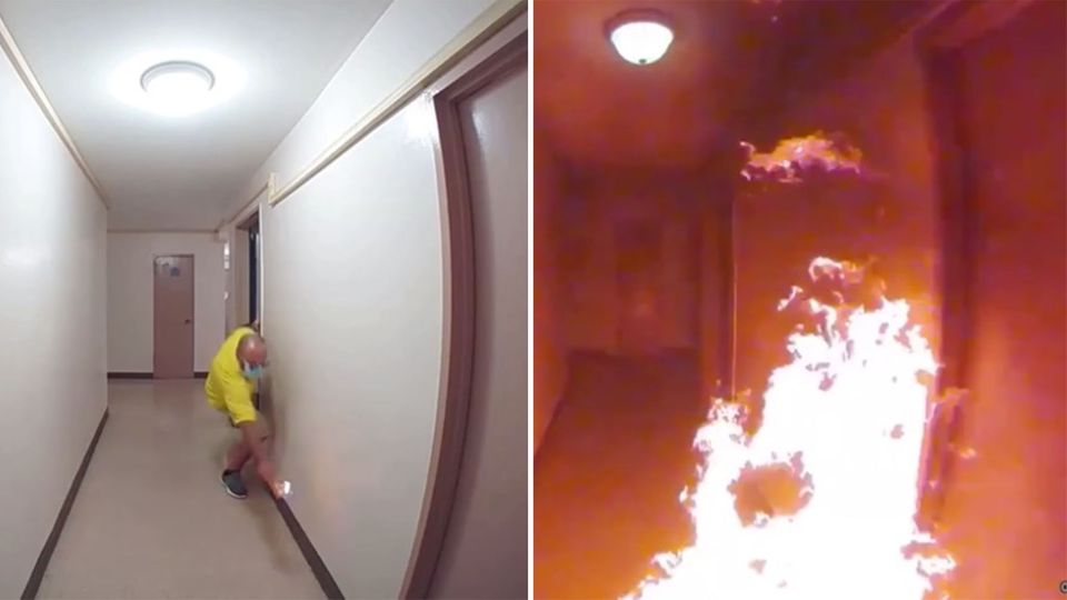 New York: Video zeigt Brandstiftung – Mann legt Feuer in Hochhaus