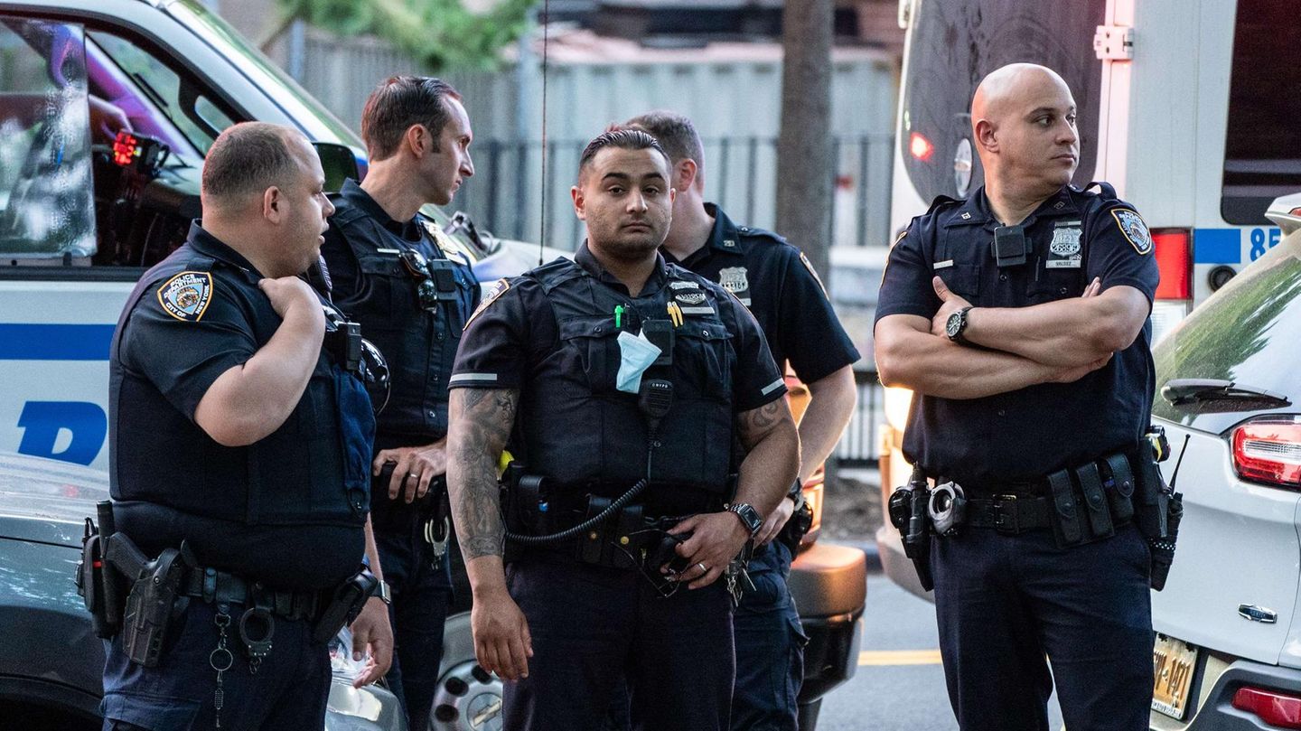 New Yorker Polizisten während einer "Black Live Matters"-Demonstration (Symbolbild)