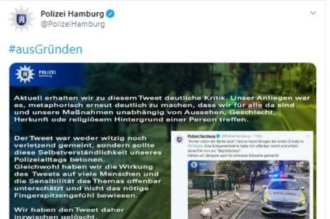 Diese Stellungnahme veröffentlichte die Polizei nach dem umstrittenen Tweet