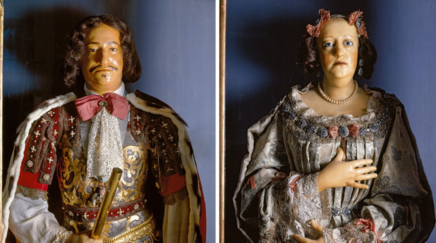 Wachsbüsten von Friedrich III. und Sophie Amalie