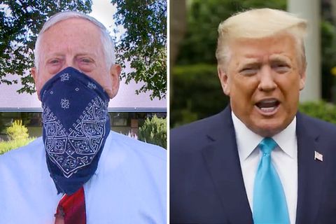 In einer Videobotschaft spricht sich der ehemalige US-Verteidigungsminister Jim Mattis für das Tragen von Atemschutzmasken aus.