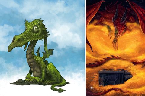 Drachen kommen nicht immer furchteinflößend daher, Errol, aus Terry Pratchetts "Wachen! Wachen!" etwa, "hat in der Gen-Lotterie eine Niete gezogen", heißt es. (Den ein oder anderen könnte er auch an den bei Ritter Rost lebenden Drachen Koks erinnern ...) Smaug allerdings, der Feuerdrache aus "Der Hobbit" von J. R. R. Tolkien und Letzte seiner Art, macht seiner Gattung alle Ehre.